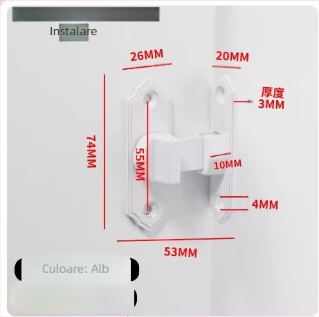 Zăvor de ușă din oțel inoxidabil la 90° – Tip A, finisaj periat, model 90 Degree Door Buckle, Orford