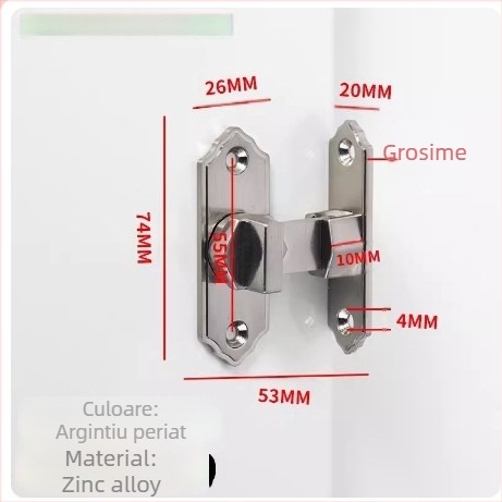 Zăvor de ușă din oțel inoxidabil la 90° – Tip A, finisaj periat, model 90 Degree Door Buckle, Orford
