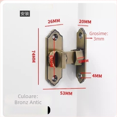 Zăvor de ușă din oțel inoxidabil la 90° – Tip A, finisaj periat, model 90 Degree Door Buckle, Orford