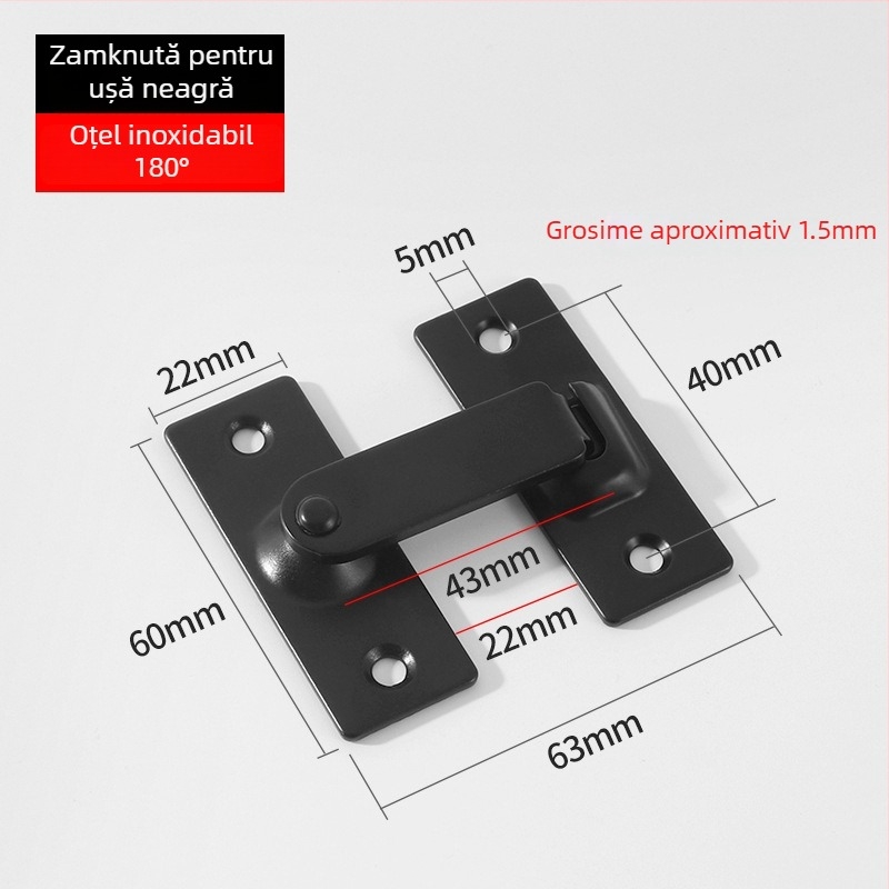 Zăvor de ușă din oțel inoxidabil la 90° – Tip A, finisaj periat, model 90 Degree Door Buckle, Orford
