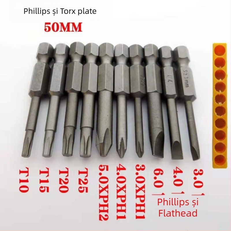 Set de biti magnetici, duri pentru șurubelnițe electrice: Philips, plat, Torx și HEX, pentru bormașini fără fir și șurubelnițe manuale