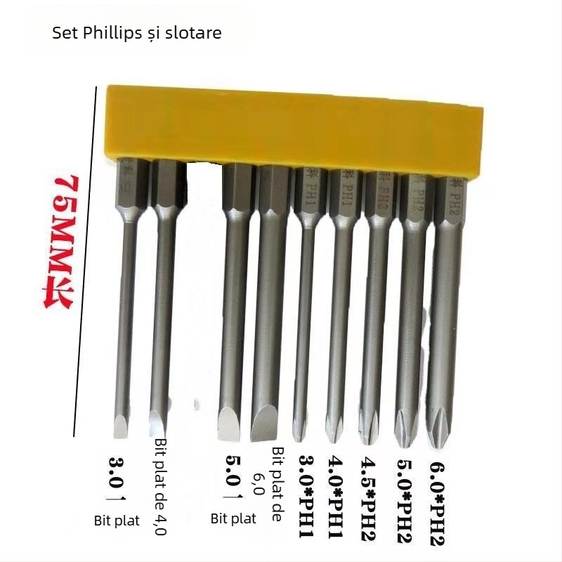 Set de biti magnetici, duri pentru șurubelnițe electrice: Philips, plat, Torx și HEX, pentru bormașini fără fir și șurubelnițe manuale