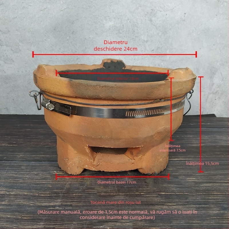 Oală suspendată din fontă – pentru gătit în stil chinezesc, netencuită, fund simplu, compatibilă cu plita cu gaz