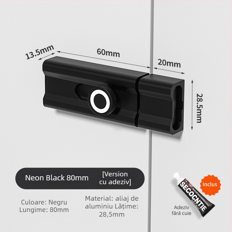 CX-11 Încuietoare O-Latch pentru ușă, montaj adeziv interior, aliaj de aluminiu, placare electrolitică, Tianlin, stil modern minimalist