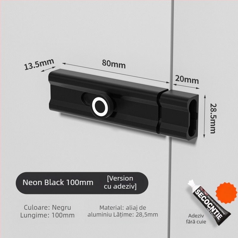 CX-11 Încuietoare O-Latch pentru ușă, montaj adeziv interior, aliaj de aluminiu, placare electrolitică, Tianlin, stil modern minimalist