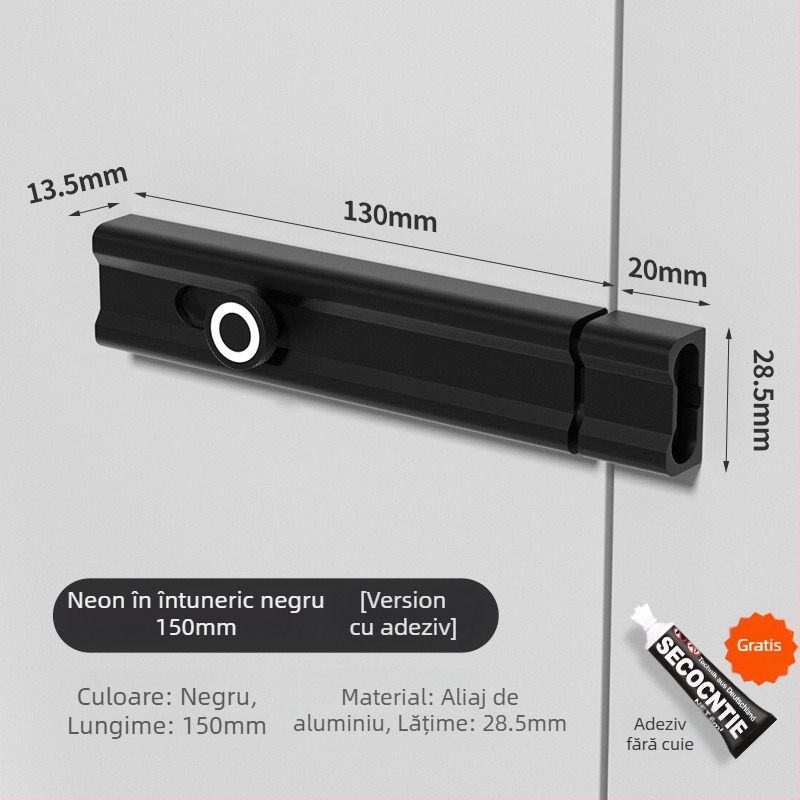 CX-11 Încuietoare O-Latch pentru ușă, montaj adeziv interior, aliaj de aluminiu, placare electrolitică, Tianlin, stil modern minimalist