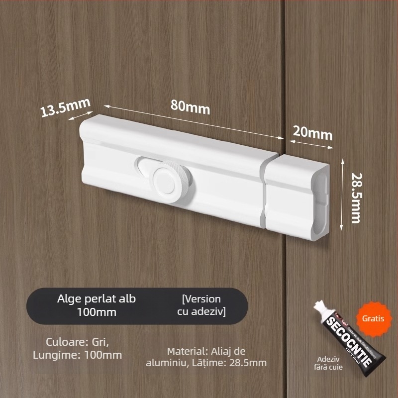 CX-11 Încuietoare O-Latch pentru ușă, montaj adeziv interior, aliaj de aluminiu, placare electrolitică, Tianlin, stil modern minimalist