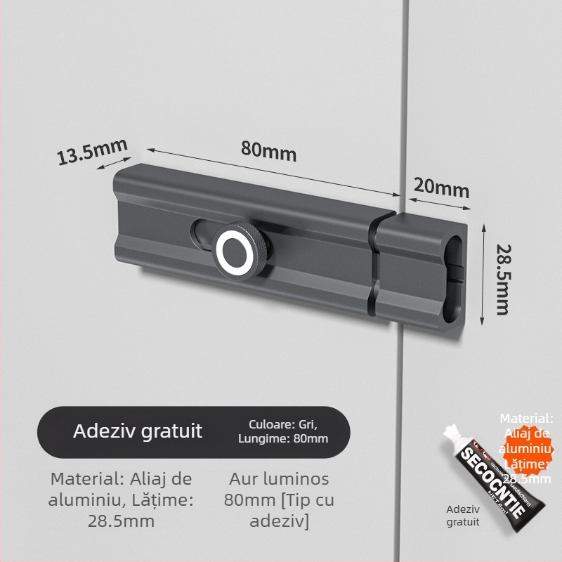 CX-11 Încuietoare O-Latch pentru ușă, montaj adeziv interior, aliaj de aluminiu, placare electrolitică, Tianlin, stil modern minimalist