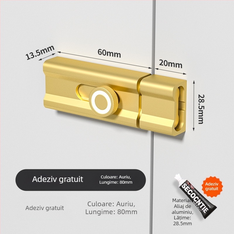 CX-11 Încuietoare O-Latch pentru ușă, montaj adeziv interior, aliaj de aluminiu, placare electrolitică, Tianlin, stil modern minimalist