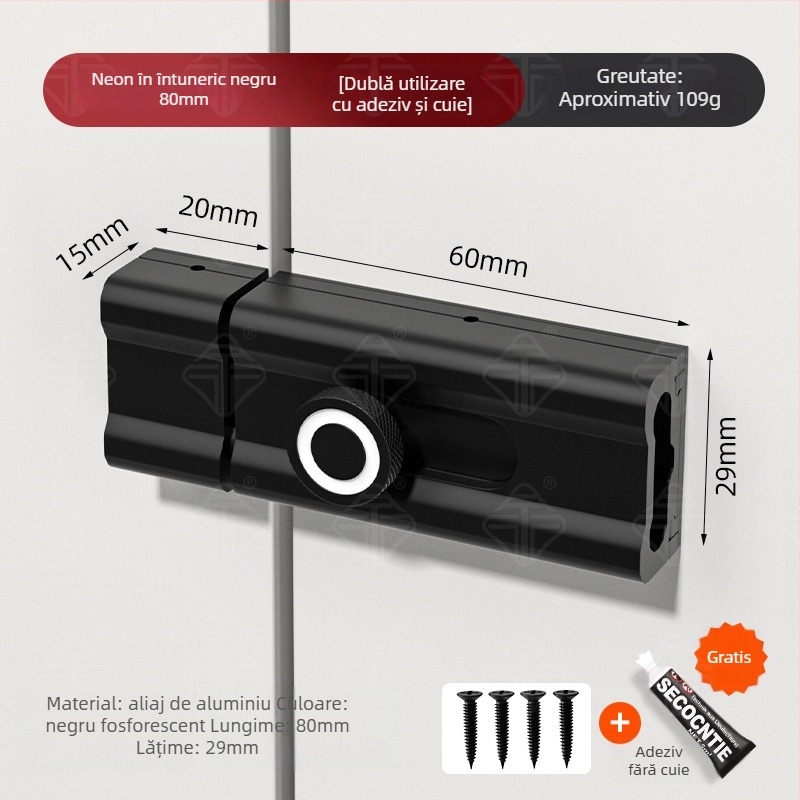CX-11 Încuietoare O-Latch pentru ușă, montaj adeziv interior, aliaj de aluminiu, placare electrolitică, Tianlin, stil modern minimalist