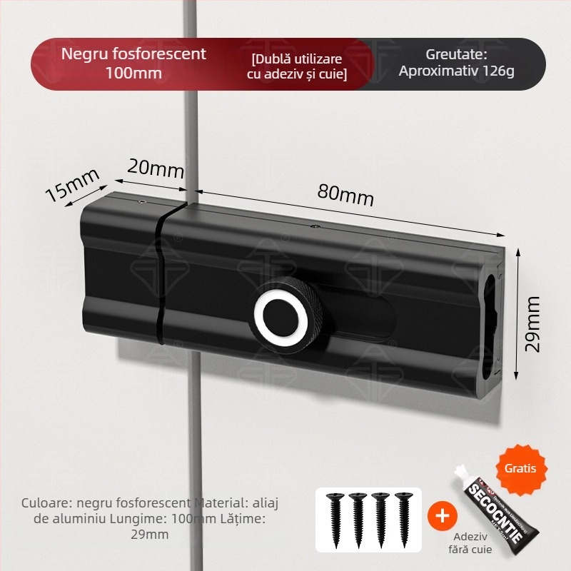 CX-11 Încuietoare O-Latch pentru ușă, montaj adeziv interior, aliaj de aluminiu, placare electrolitică, Tianlin, stil modern minimalist