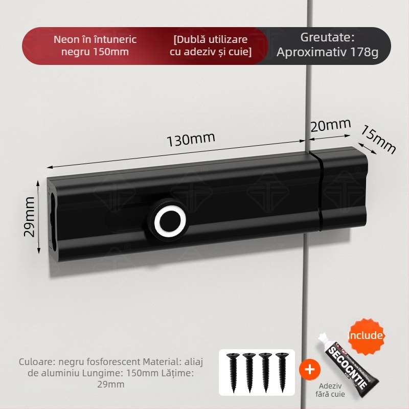CX-11 Încuietoare O-Latch pentru ușă, montaj adeziv interior, aliaj de aluminiu, placare electrolitică, Tianlin, stil modern minimalist