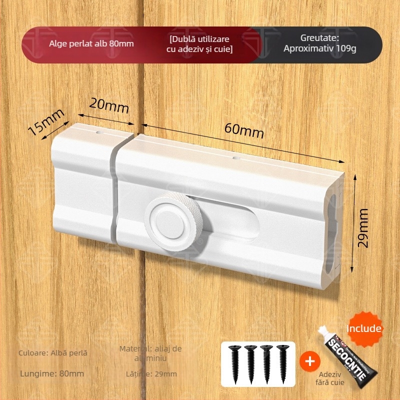 CX-11 Încuietoare O-Latch pentru ușă, montaj adeziv interior, aliaj de aluminiu, placare electrolitică, Tianlin, stil modern minimalist