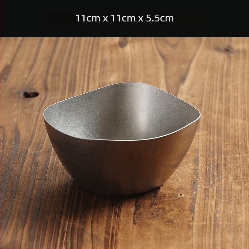 Vas plat pentru gustări și deserturi, din oțel inoxidabil 304, stil retro, suprafață mată, compatibil cu cuptorul cu microunde.