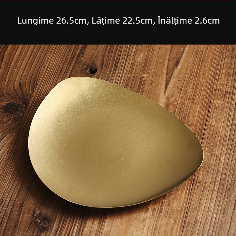 Vas plat pentru gustări și deserturi, din oțel inoxidabil 304, stil retro, suprafață mată, compatibil cu cuptorul cu microunde.