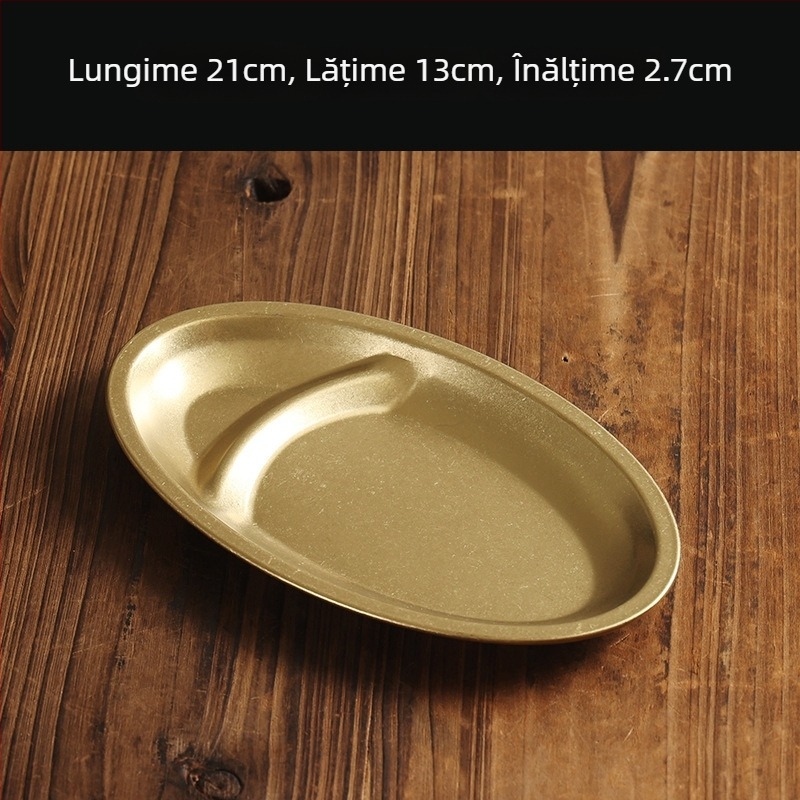 Vas plat pentru gustări și deserturi, din oțel inoxidabil 304, stil retro, suprafață mată, compatibil cu cuptorul cu microunde.