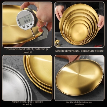 Placă din oțel inoxidabil 304, alimentară, rotundă pentru grătar coreean și friptură, finisaj electroplating, imprimare logo disponibilă, lansare în 2021