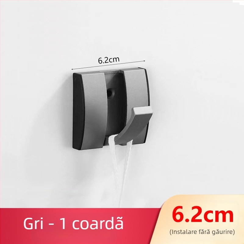 Umeraș ascuns pentru ușă, hol/dressing — montat pe perete, pentru paltoane și pălării, fără găuri — Space Aluminum, 444 g, Nano șlifuire, Light Luxury, Certificare EU CE