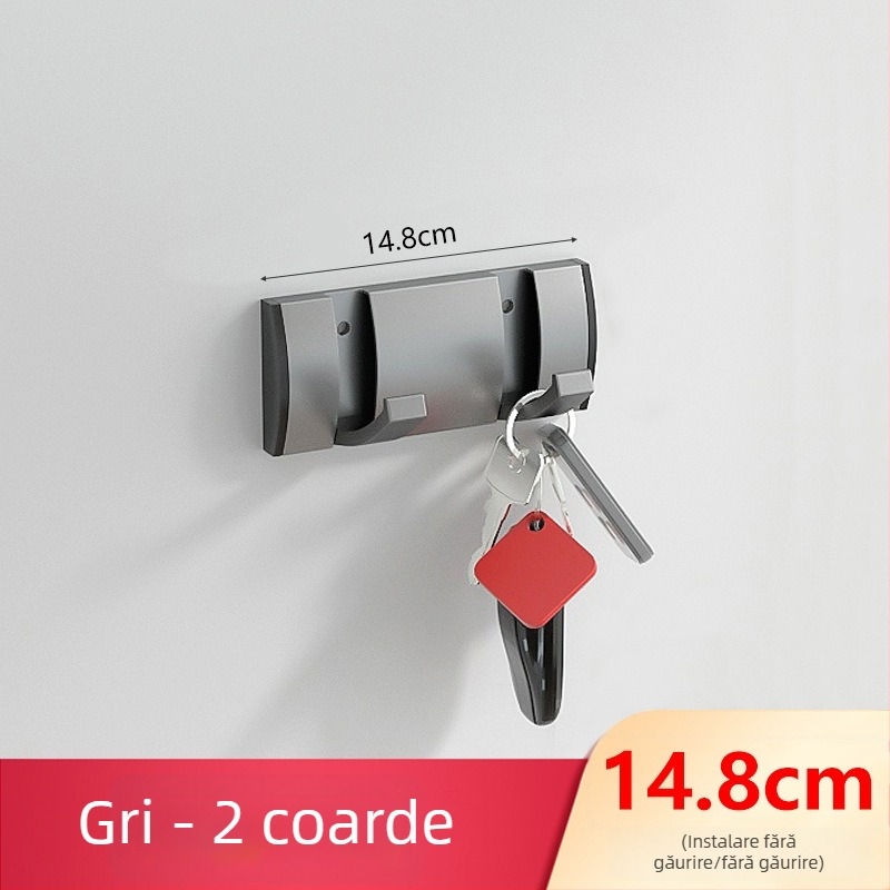 Umeraș ascuns pentru ușă, hol/dressing — montat pe perete, pentru paltoane și pălării, fără găuri — Space Aluminum, 444 g, Nano șlifuire, Light Luxury, Certificare EU CE