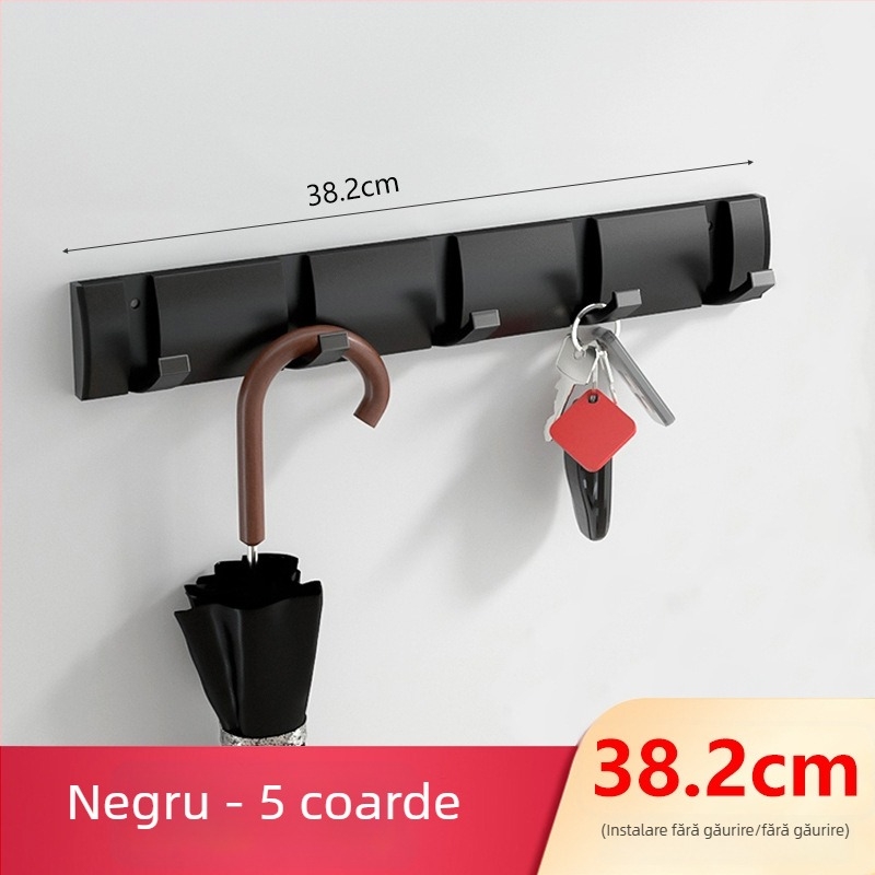 Umeraș ascuns pentru ușă, hol/dressing — montat pe perete, pentru paltoane și pălării, fără găuri — Space Aluminum, 444 g, Nano șlifuire, Light Luxury, Certificare EU CE