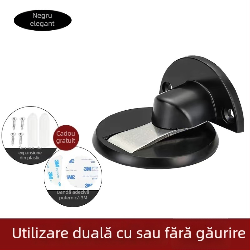 Opritor de ușă pe podea, magnetic, din aliaj de zinc, montaj la podea, finisaj electroplacate, model 528, stil modern minimalist