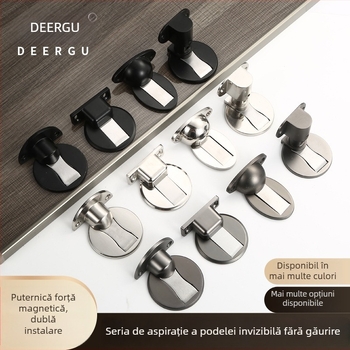 Stop magnetic pentru ușă, montaj pe perete, aliaj de zinc, placare electroplată, model 121, stil modern minimalist