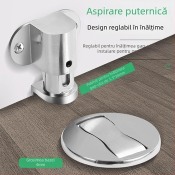 Stop magnetic pentru ușă, montaj pe perete, aliaj de zinc, placare electroplată, model 121, stil modern minimalist