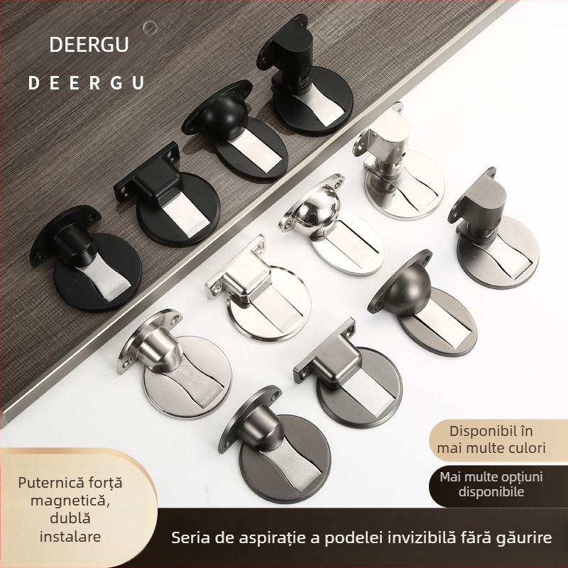 Stop magnetic pentru ușă, montaj pe perete, aliaj de zinc, placare electroplată, model 121, stil modern minimalist