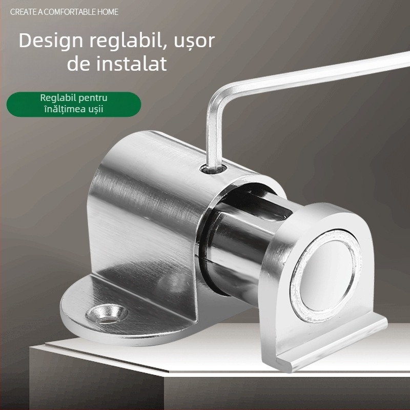 Stop magnetic pentru ușă, montaj pe perete, aliaj de zinc, placare electroplată, model 121, stil modern minimalist