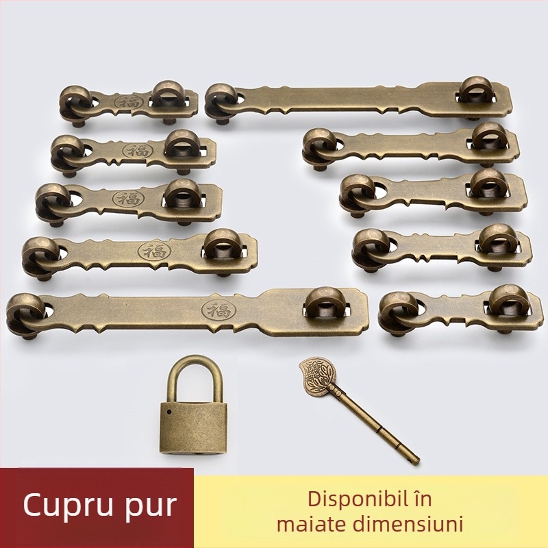 Bolț pentru ușă din alamă, stil Nou Chinezesc, finisare mecanică, marcă Mu Gu