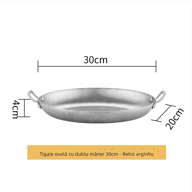 Tigaie din oțel inoxidabil 304, formă de ou, cu două mâneri, fund întărit, model HO-1021