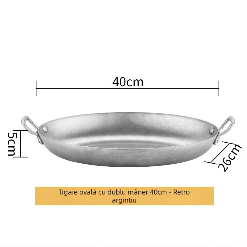 Tigaie din oțel inoxidabil 304, formă de ou, cu două mâneri, fund întărit, model HO-1021