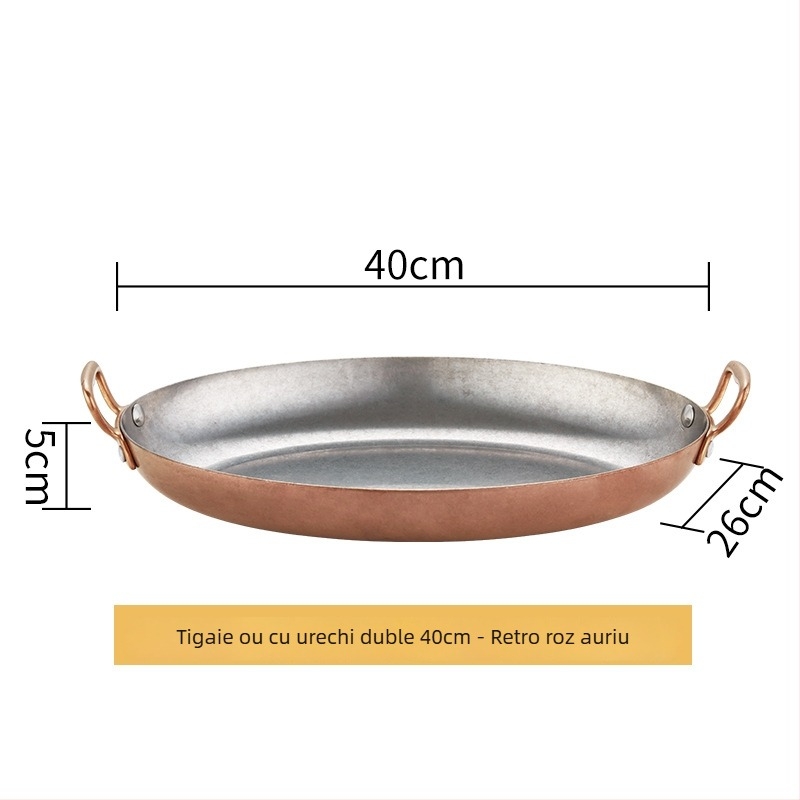 Tigaie din oțel inoxidabil 304, formă de ou, cu două mâneri, fund întărit, model HO-1021