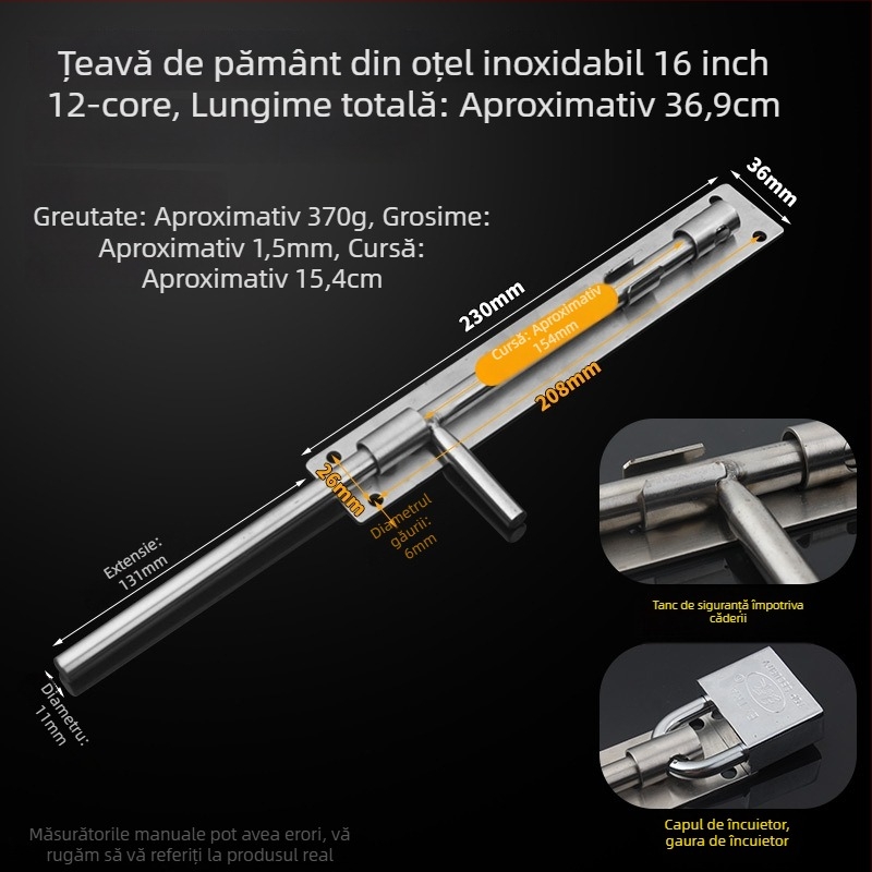 304 oțel inoxidabil – butterfly latch, bolt pentru ușă, montaj pe suprafață, pentru uși din lemn, uși principale și uși din fier sudat