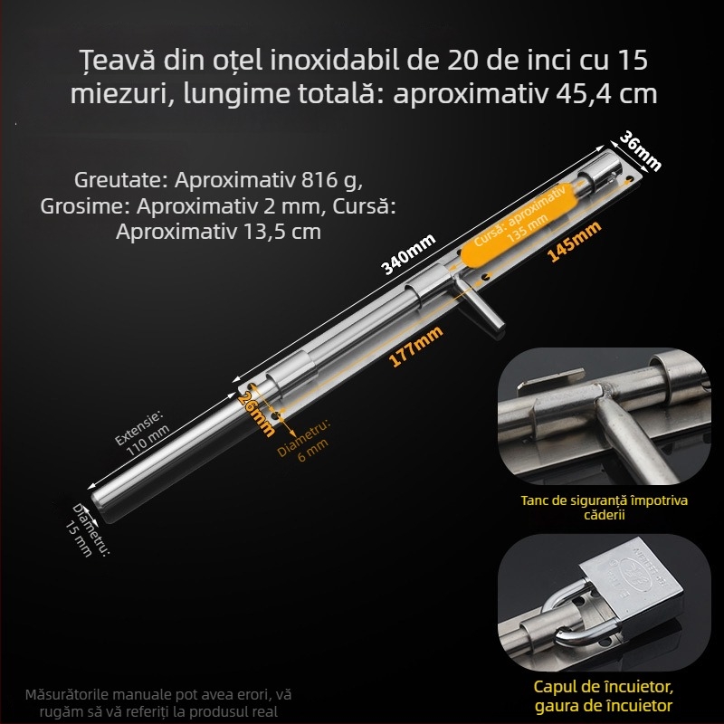 304 oțel inoxidabil – butterfly latch, bolt pentru ușă, montaj pe suprafață, pentru uși din lemn, uși principale și uși din fier sudat