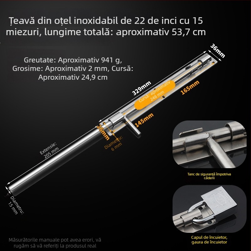 304 oțel inoxidabil – butterfly latch, bolt pentru ușă, montaj pe suprafață, pentru uși din lemn, uși principale și uși din fier sudat