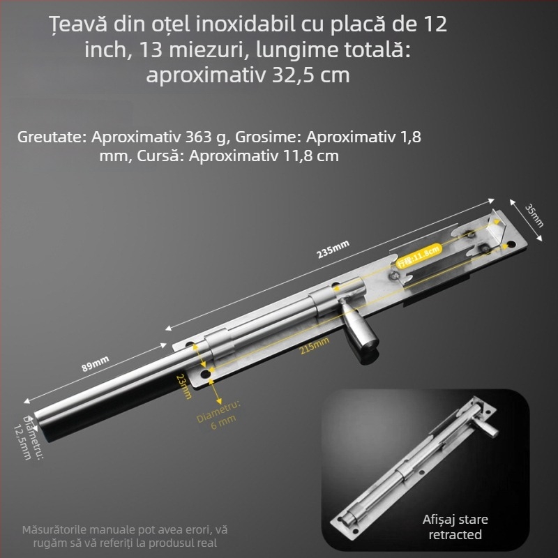 304 oțel inoxidabil – butterfly latch, bolt pentru ușă, montaj pe suprafață, pentru uși din lemn, uși principale și uși din fier sudat
