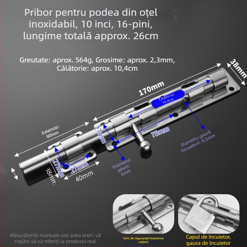 304 oțel inoxidabil – butterfly latch, bolt pentru ușă, montaj pe suprafață, pentru uși din lemn, uși principale și uși din fier sudat