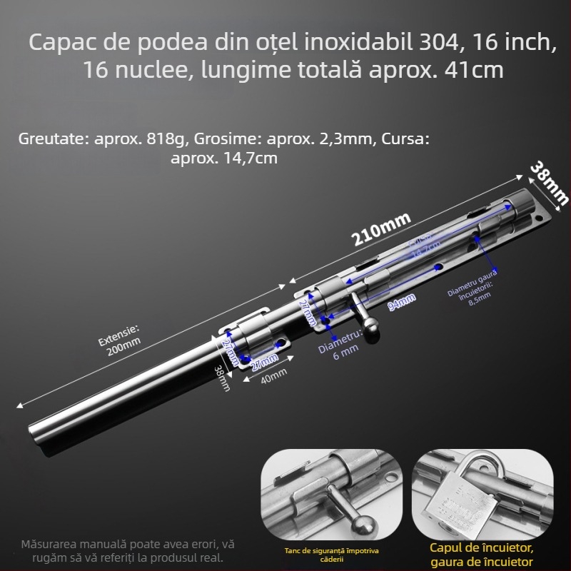 304 oțel inoxidabil – butterfly latch, bolt pentru ușă, montaj pe suprafață, pentru uși din lemn, uși principale și uși din fier sudat