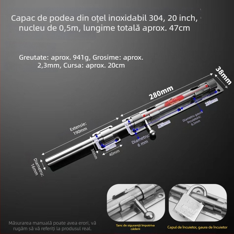 304 oțel inoxidabil – butterfly latch, bolt pentru ușă, montaj pe suprafață, pentru uși din lemn, uși principale și uși din fier sudat