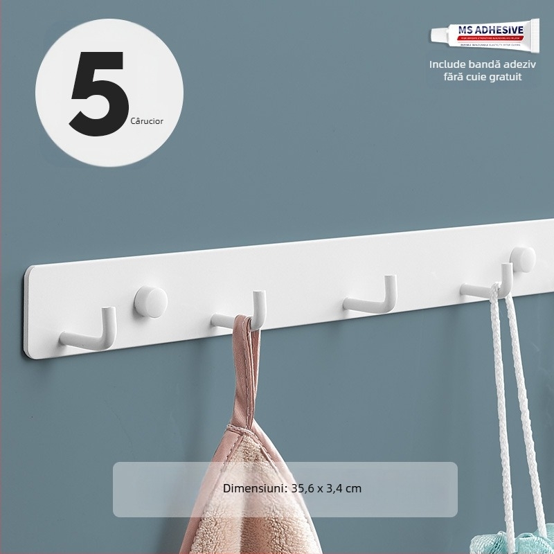 Cuier montat pe perete pentru bucătărie, intrare și baie — aluminiu spațial, 120 g, stil modern minimalist