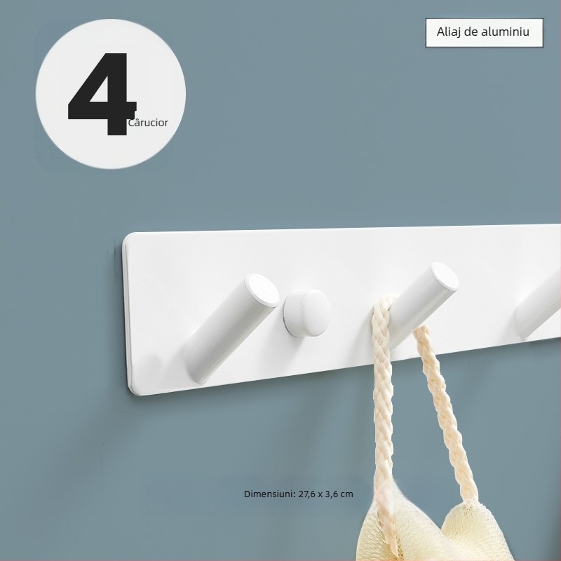 Cuier montat pe perete pentru bucătărie, intrare și baie — aluminiu spațial, 120 g, stil modern minimalist