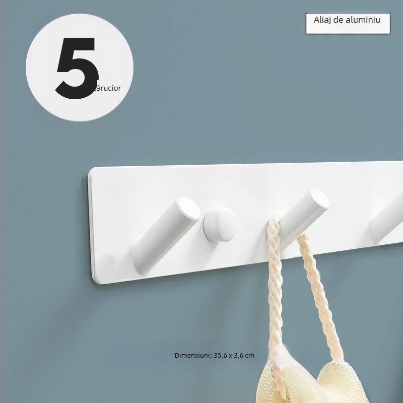 Cuier montat pe perete pentru bucătărie, intrare și baie — aluminiu spațial, 120 g, stil modern minimalist