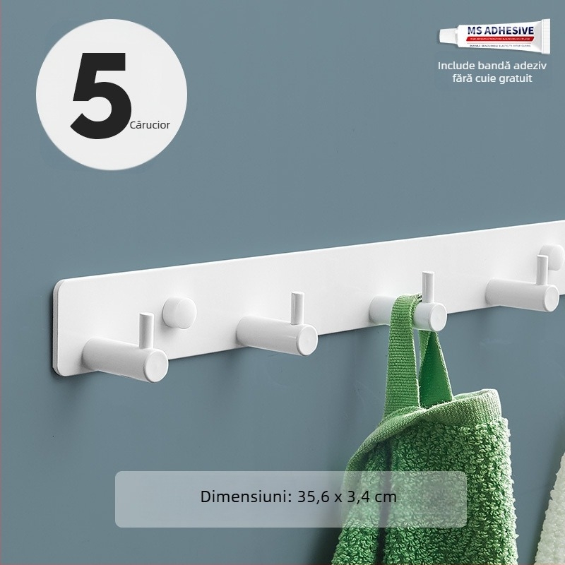 Cuier montat pe perete pentru bucătărie, intrare și baie — aluminiu spațial, 120 g, stil modern minimalist