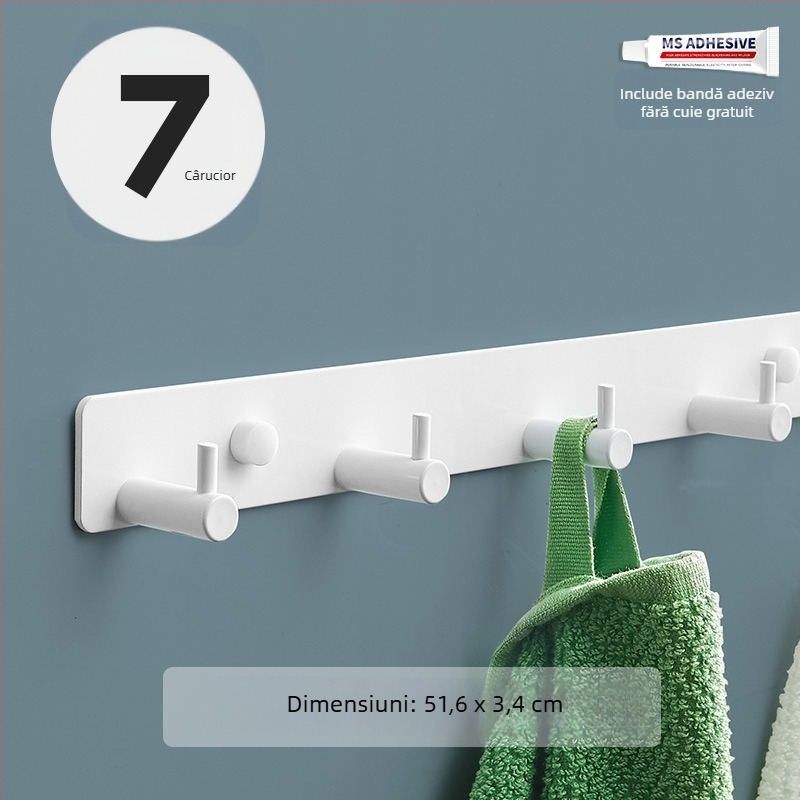 Cuier montat pe perete pentru bucătărie, intrare și baie — aluminiu spațial, 120 g, stil modern minimalist