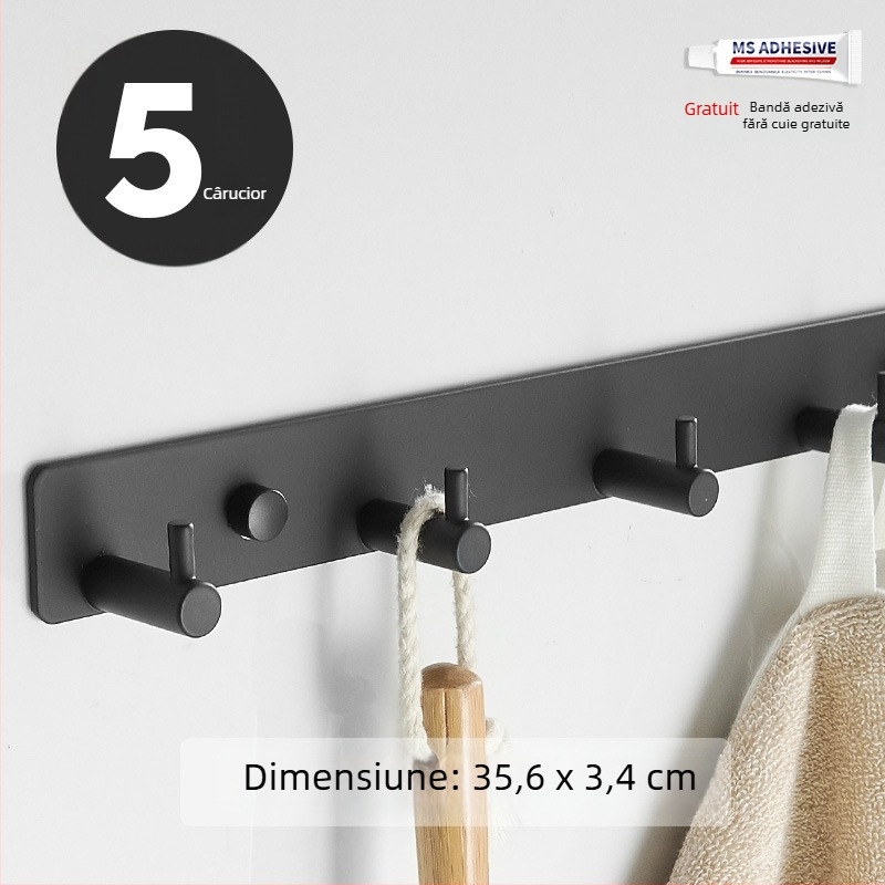 Cuier montat pe perete pentru bucătărie, intrare și baie — aluminiu spațial, 120 g, stil modern minimalist