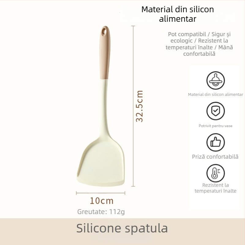 Xukang set spatule din silicon, 4 bucăți, cu clips pentru alimente și lingură de supă, antiaderent, antiderapant, rezistent la temperaturi înalte