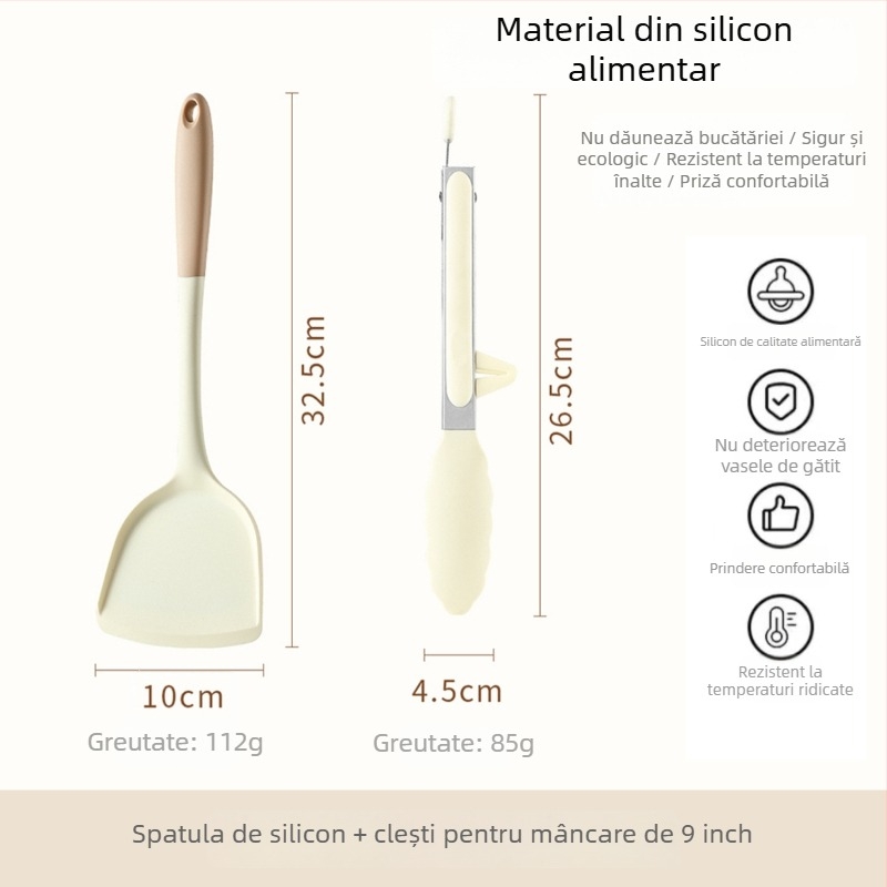 Xukang set spatule din silicon, 4 bucăți, cu clips pentru alimente și lingură de supă, antiaderent, antiderapant, rezistent la temperaturi înalte
