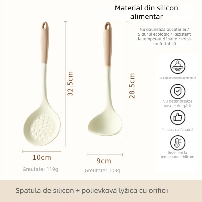 Xukang set spatule din silicon, 4 bucăți, cu clips pentru alimente și lingură de supă, antiaderent, antiderapant, rezistent la temperaturi înalte