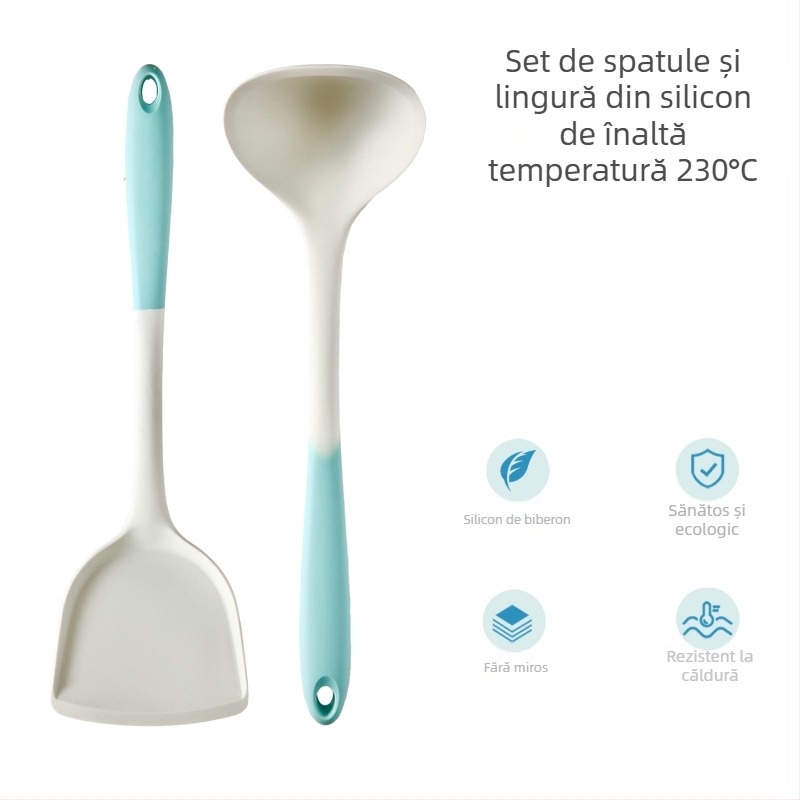 Xukang set spatule din silicon, 4 bucăți, cu clips pentru alimente și lingură de supă, antiaderent, antiderapant, rezistent la temperaturi înalte